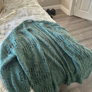 Limelush green crochet cardigan sweater